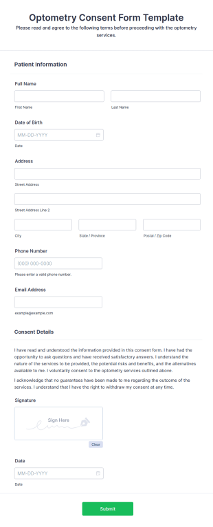 Optometry Consent Form Template