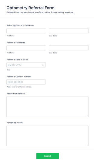 Optometry Referral Form Form Template