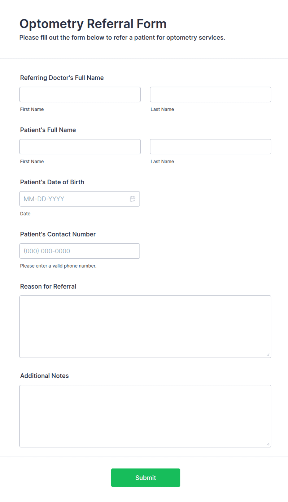 Optometry Testing Form Optometry Referral Form Template | Jotform