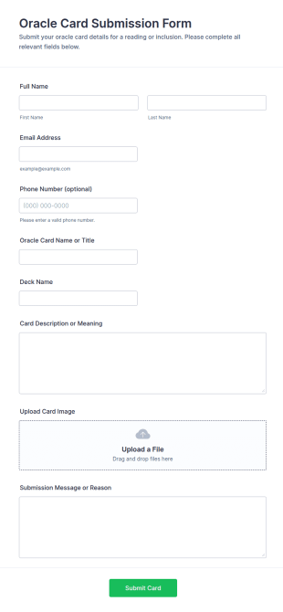 Oracle Card Submission Form Template