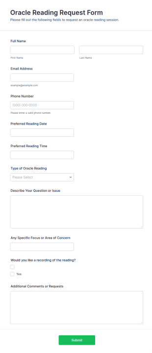 Oracle Reading Request Form Template