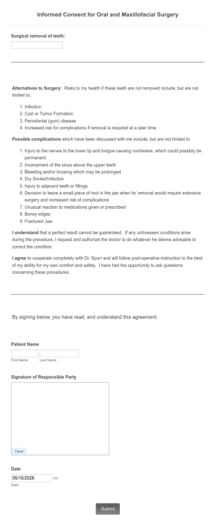 Oral And Maxillofacial Surgery Consent Form Template