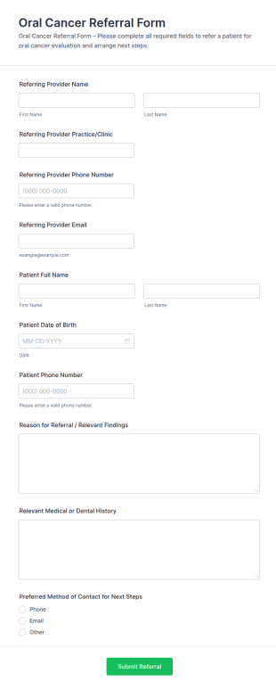 Oral Cancer Referral Form Template