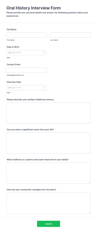 Oral History Interview Form Template