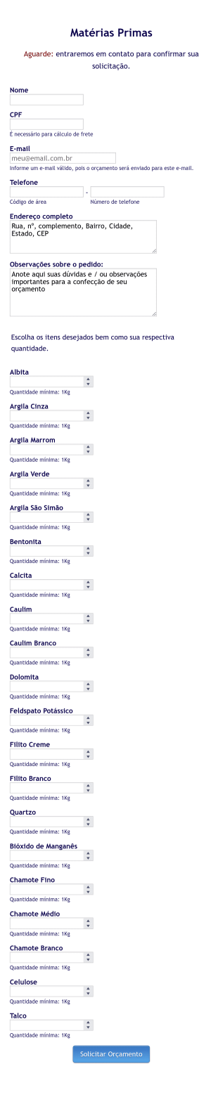 Orçamento De Matéria Prima