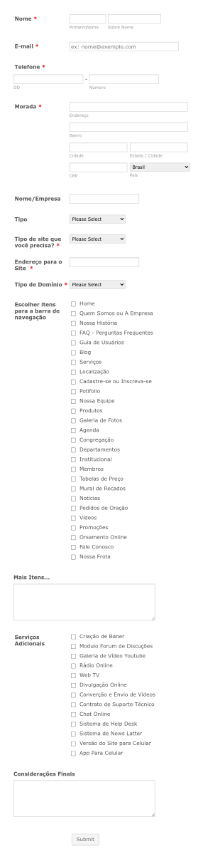 Orçamento De Serviço Web