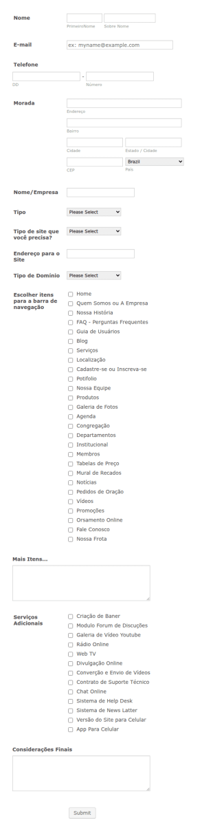 Orçamento De Serviço Web