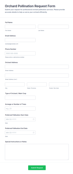 Orchard Pollination Request Form Template