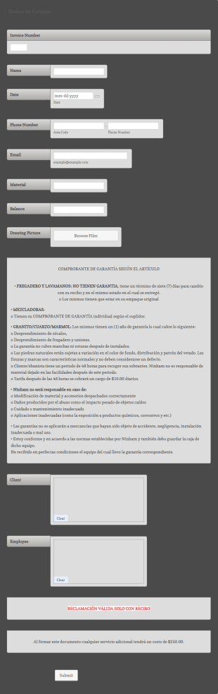 Orden De Entrega