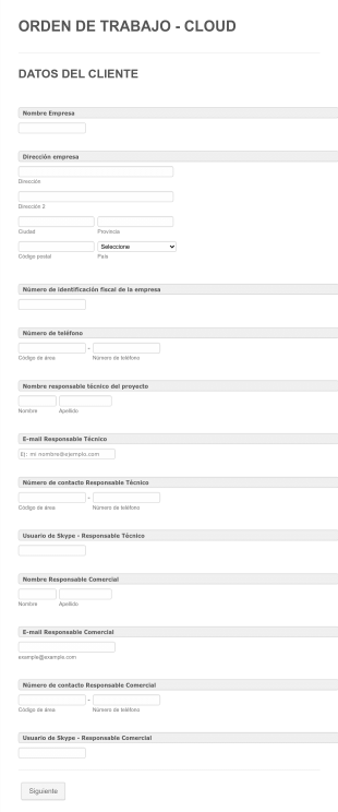 Orden De Trabajo Proyecto Técnico Telefonía Form Template