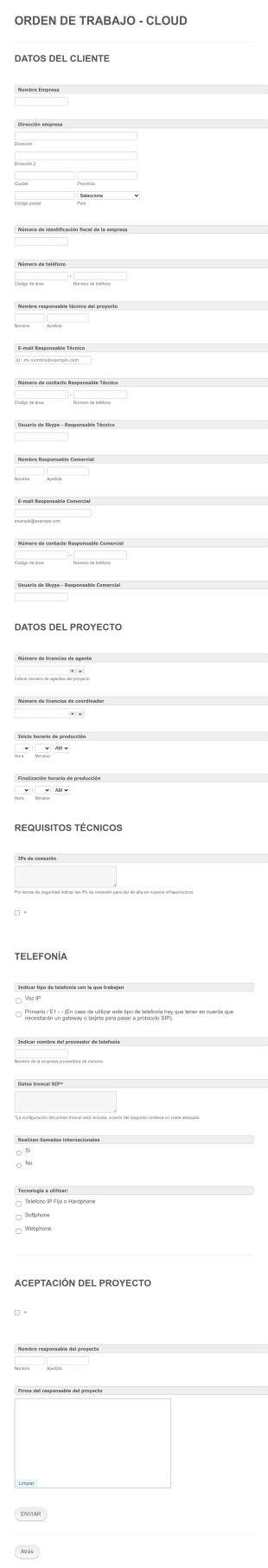 Orden De Trabajo Proyecto Técnico Telefonía