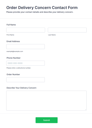 Order Delivery Concern Contact Form Template
