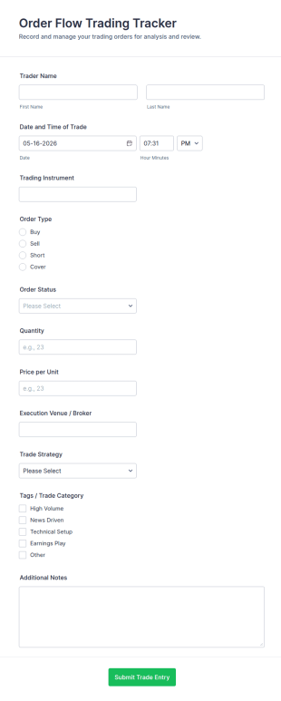 Order Flow Trading Tracker Form Template