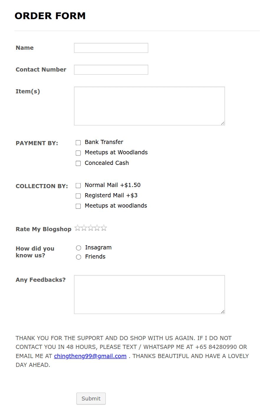 Simple Order Form Template | Jotform
