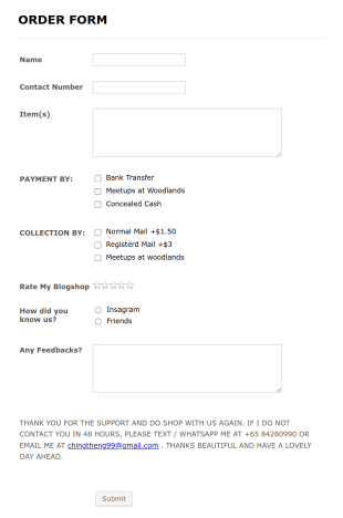 Simple Order Form Template