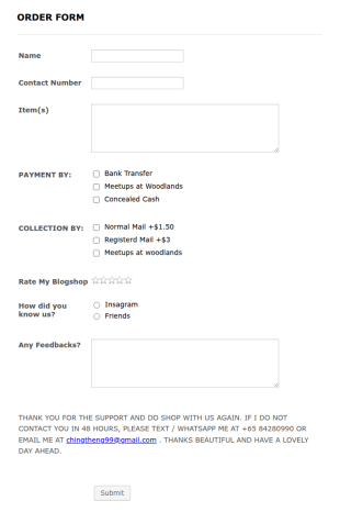 Simple Order Form Template