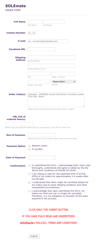 Order Form Template