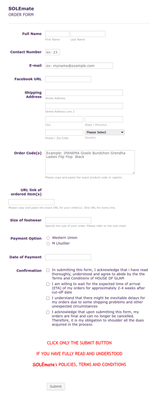 Order Form Template