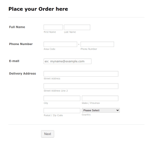Order Form Product Detail