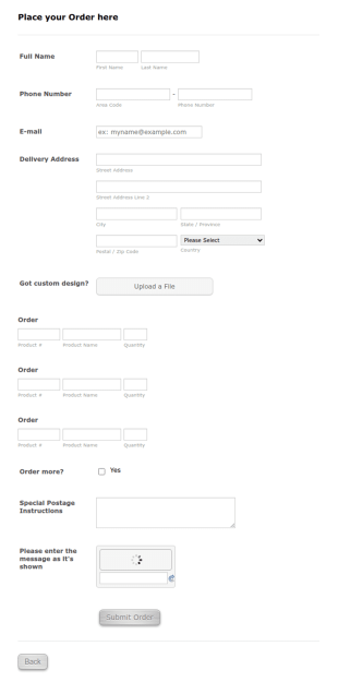 Order Form Product Detail