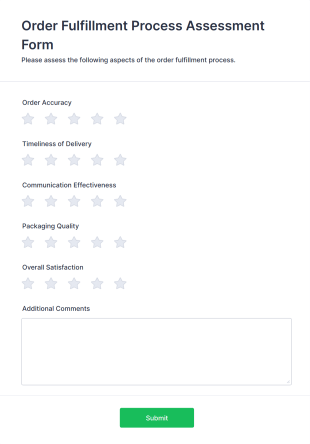 Order Fulfillment Process Assessment Form Template