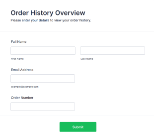 Order History Overview Form Template