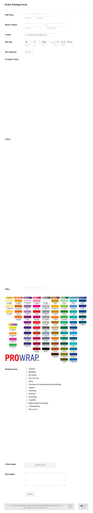 Order Painting Form Template