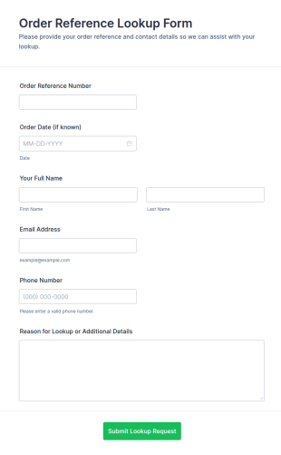 Order Reference Lookup Form Template
