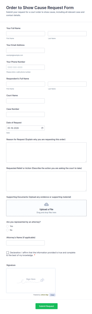 Order To Show Cause Request Form Template