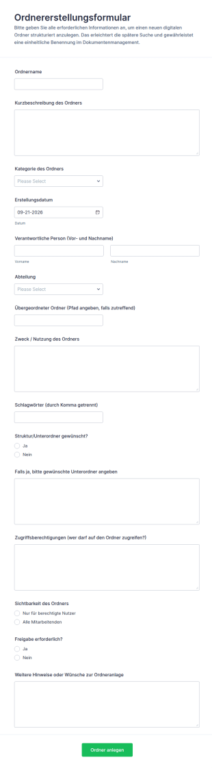 Ordnererstellungsformular