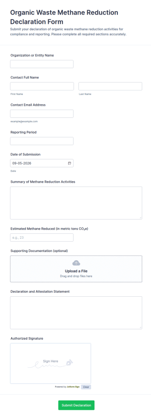 Organic Waste Methane Reduction Declaration Form Template