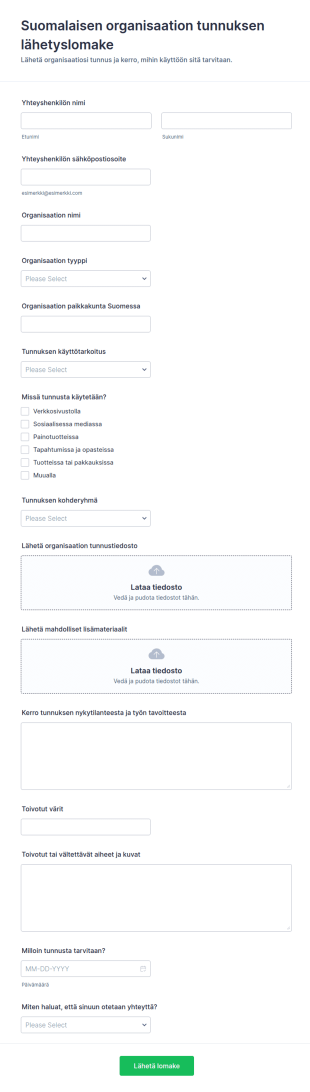 Organisaation Logon Toimituslomake