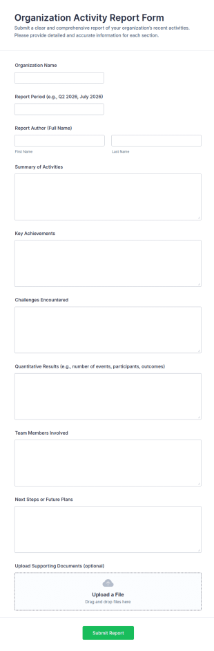 Organization Activity Report Form Template