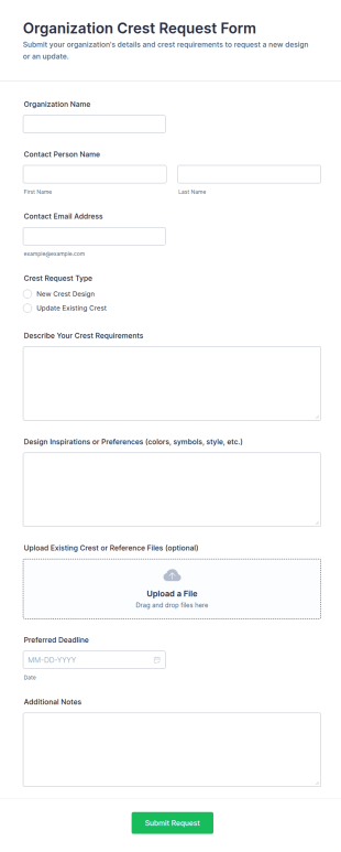 Organization Crest Request Form Template
