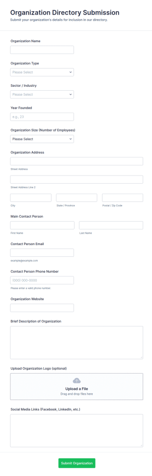 Organization Directory Submission Form Template