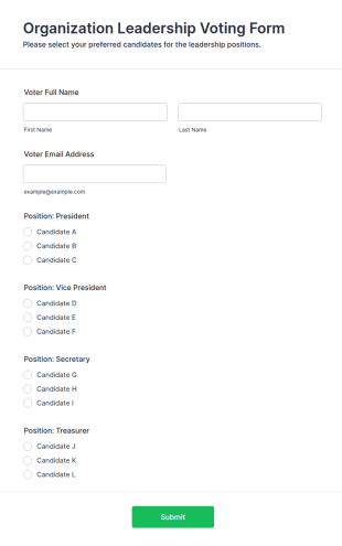Organization Leadership Voting Form Template