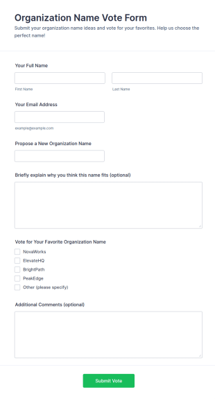 Organization Name Vote Form Template