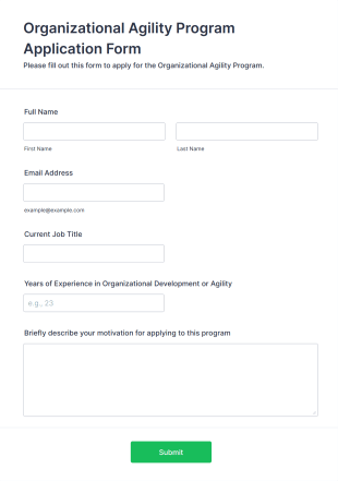 Organizational Agility Program Application Form Form Template