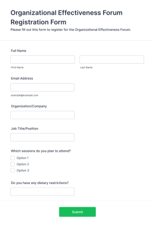 Organizational Effectiveness Forum Registration Form Template