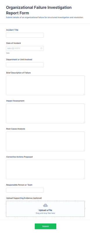 Organizational Failure Investigation Report Form Template