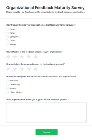 Organizational Feedback Maturity Survey Form Template
