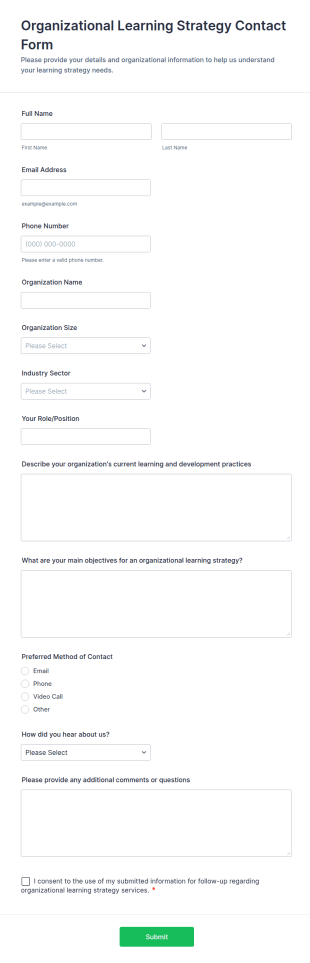 Organizational Learning Strategy Contact Form Template