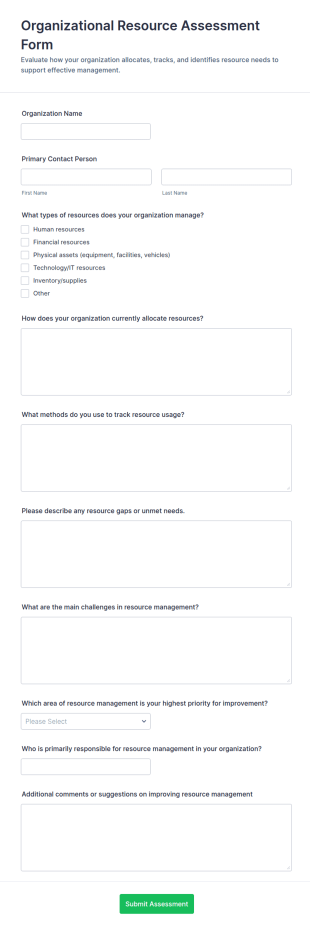 Organizational Resource Assessment Form Template