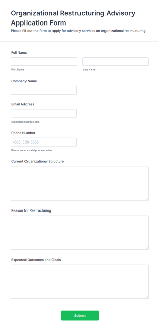 Organizational Restructuring Advisory Application Form Template