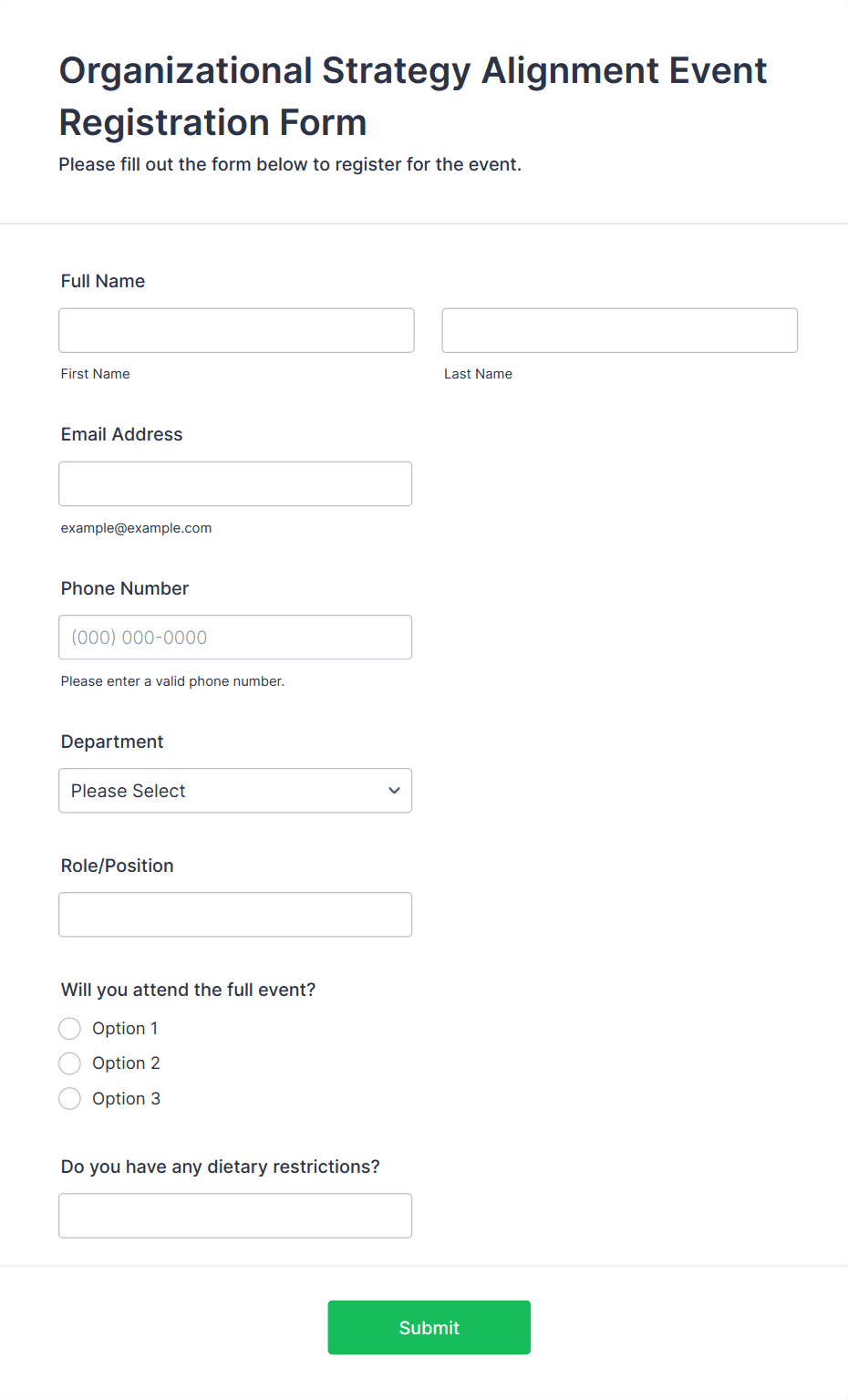 Organizational Strategy Alignment Event Registration Form Template ...