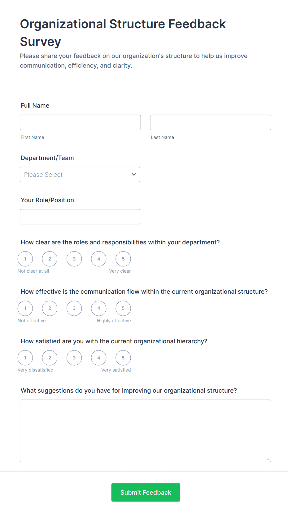 Organizational Structure Feedback Survey Form Template | Jotform