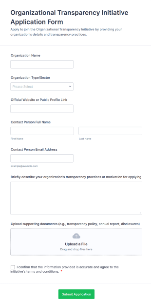 Organizational Transparency Initiative Application Form Form Template