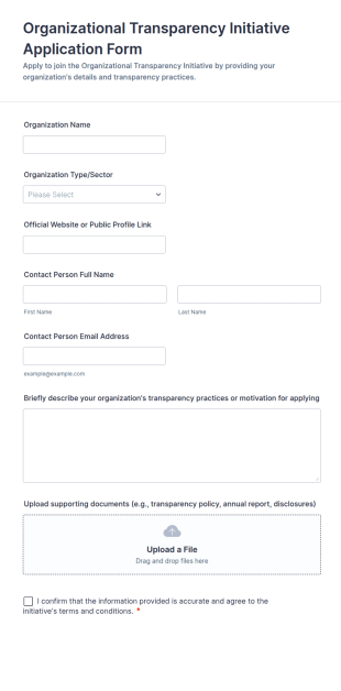 Organizational Transparency Initiative Application Form Template