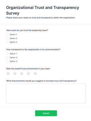 Organizational Trust And Transparency Survey Form Template