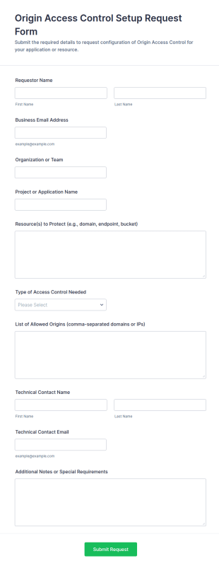 Origin Access Control Setup Request Form Template